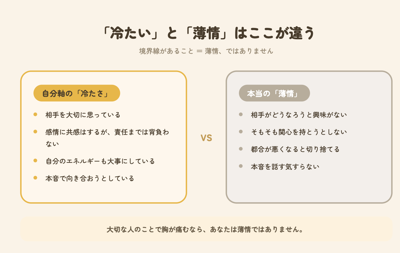 「冷たい」と「薄情」はここが違う(比較図解)